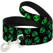 Dog Leash - Aliens Head Scattered Galaxy2/Green/Black