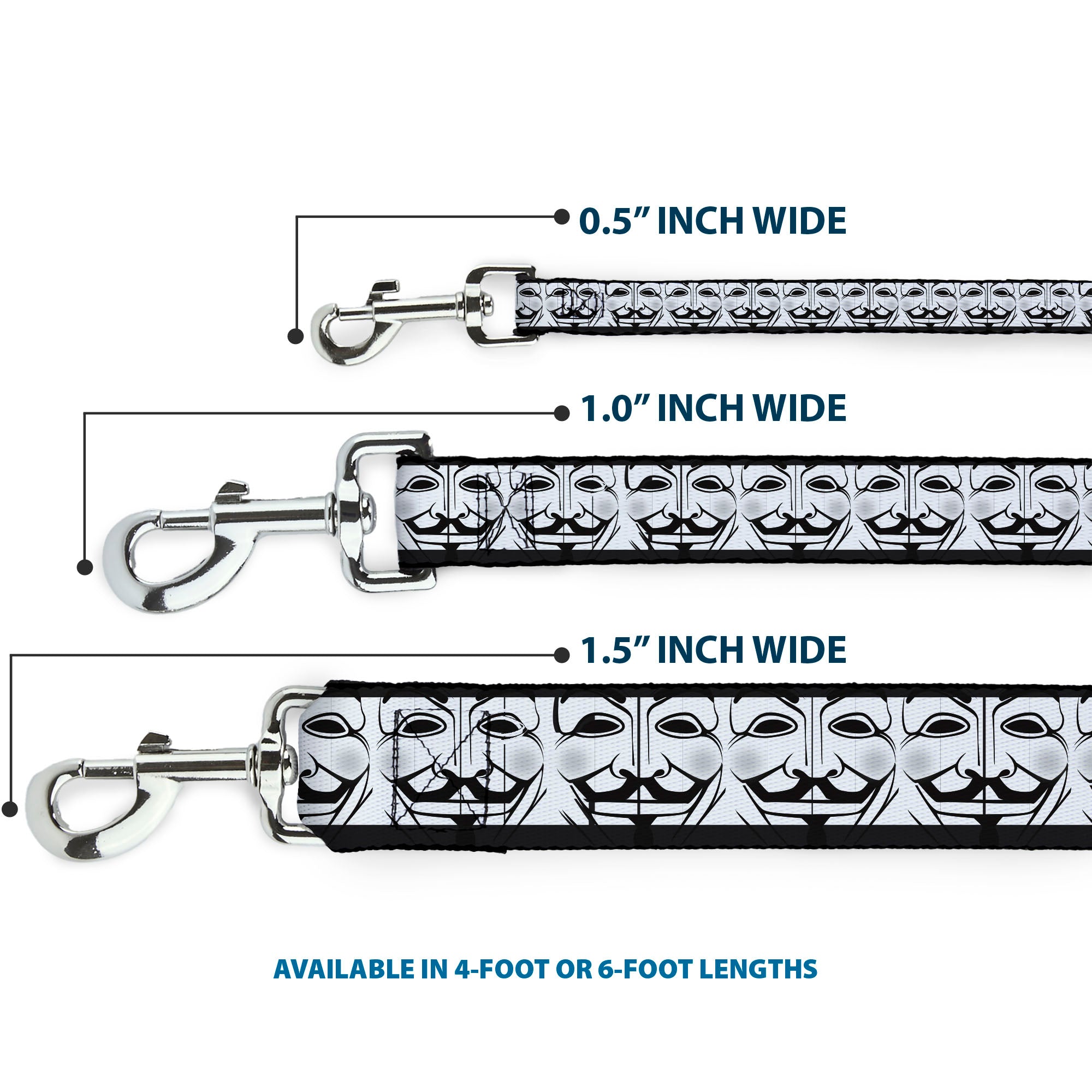 Dog Leash - Anonymous Face CLOSE-UP Repeat White/Black/Gray