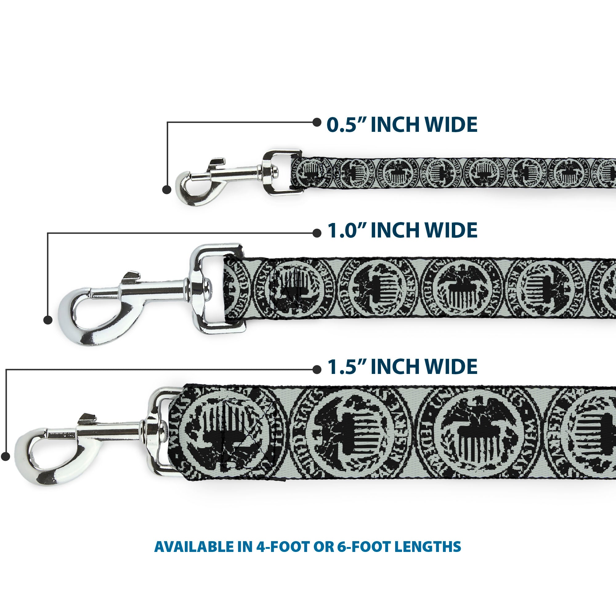 Dog Leash - Americana Federal Reserve Seal Weathered Gray/Black