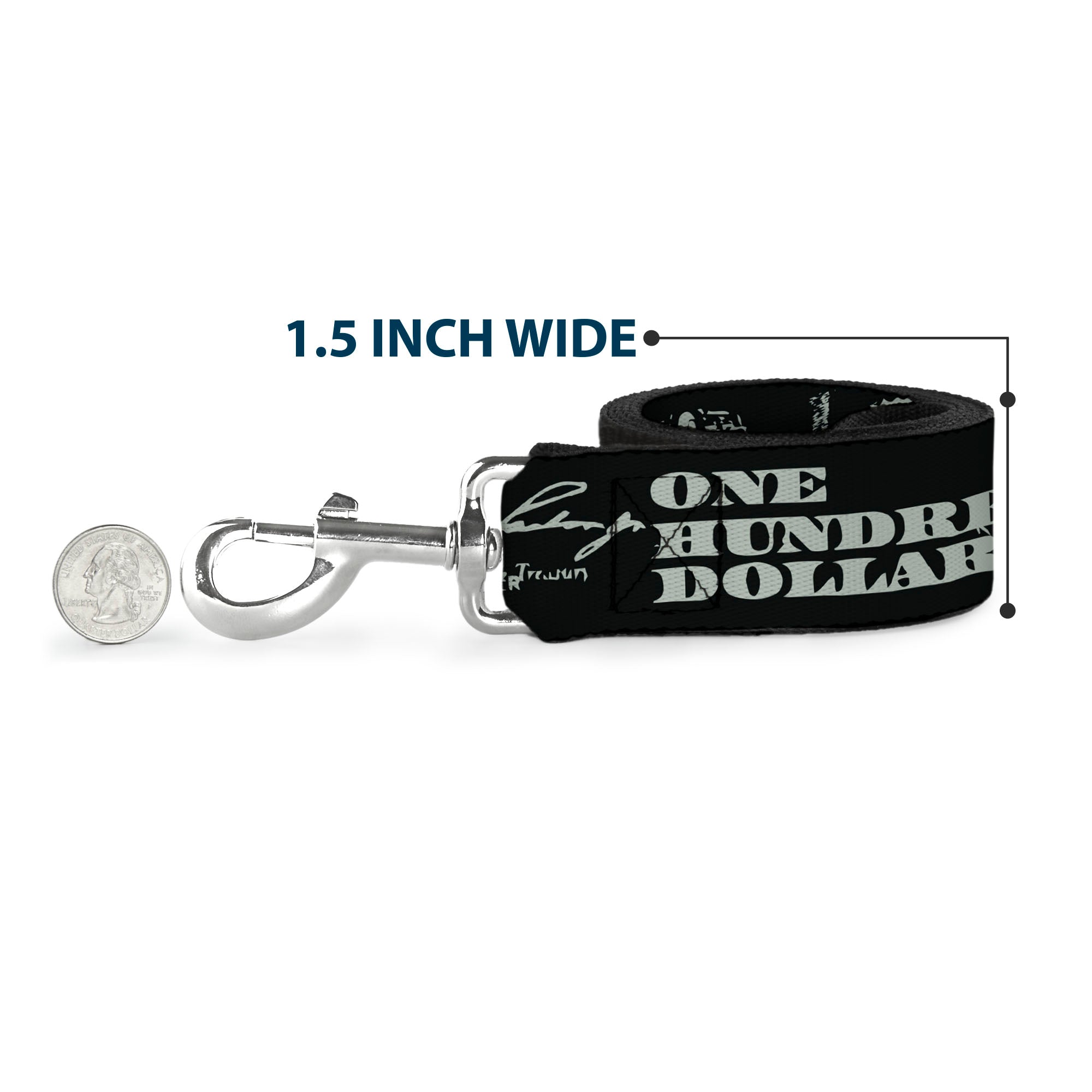 Dog Leash - Americana One Hundred Dollar Bill Elements Black/Gray