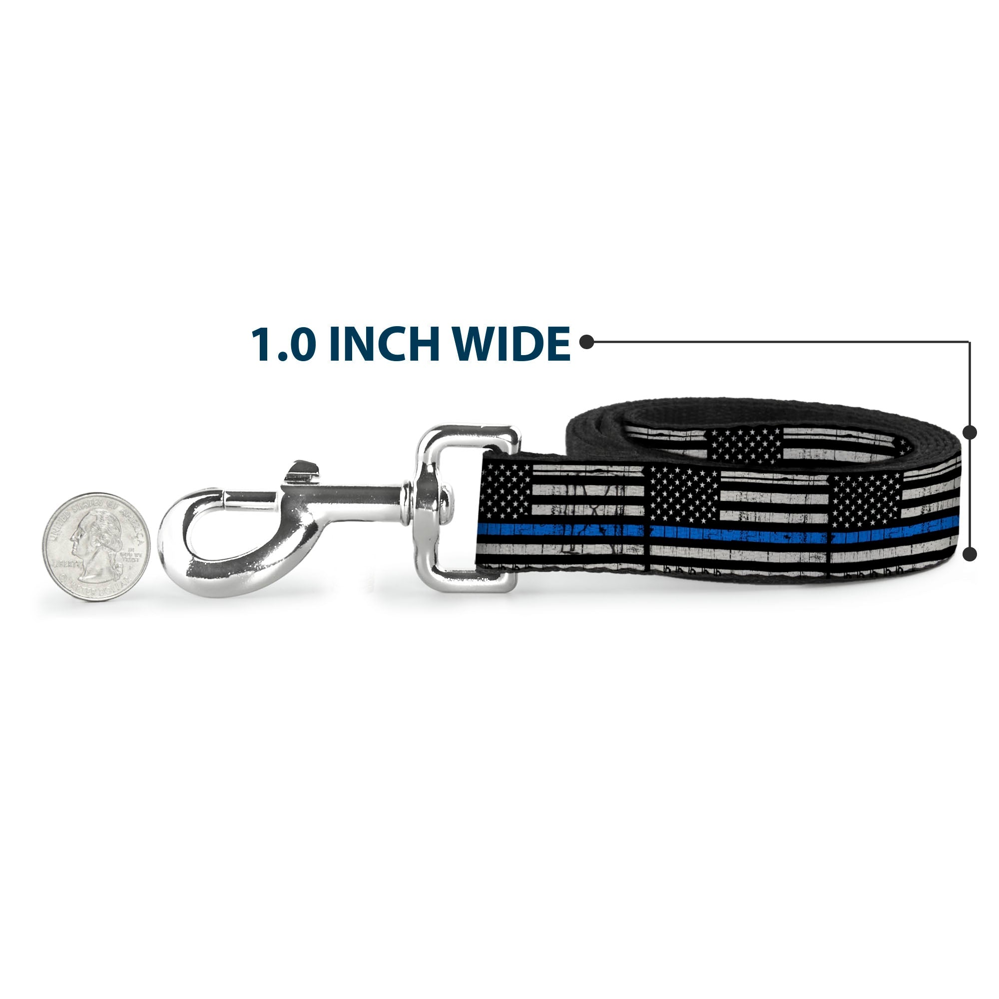 Dog Leash - Thin Blue Line Flag Weathered Black/Gray/Blue