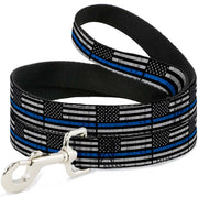 Dog Leash - Thin Blue Line Flag Weathered Black/Gray/Blue