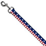 Dog Leash - Americana Stars & Stripes2 Blue/White/Red/White