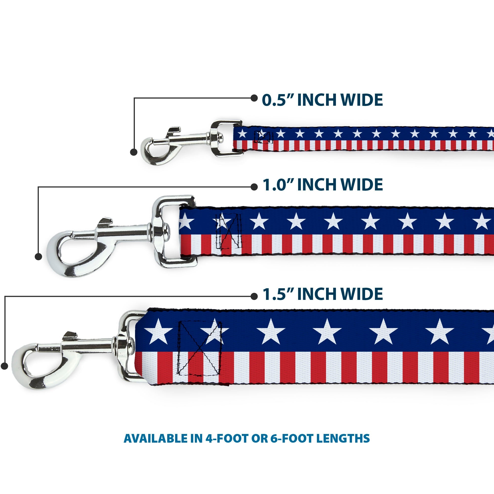 Dog Leash - Americana Stars & Stripes2 Blue/White/Red/White