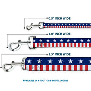 Dog Leash - Americana Stars & Stripes2 Blue/White/Red/White