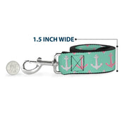 Dog Leash - Anchor2 CLOSE-UP Green/Pink/White