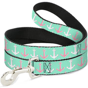 Dog Leash - Anchor2 CLOSE-UP Green/Pink/White