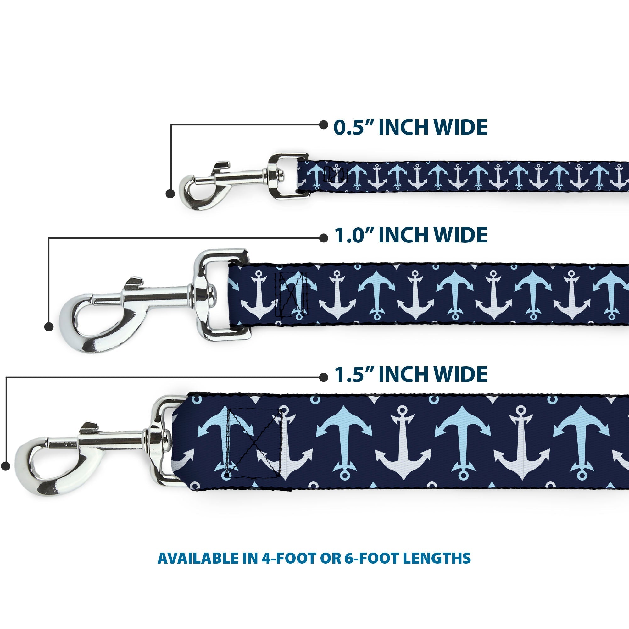 Dog Leash - Anchor2 Flip CLOSE-UP Navy/Baby Blue/White