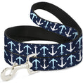 Load image into Gallery viewer, Dog Leash - Anchor2 Flip CLOSE-UP Navy/Baby Blue/White
