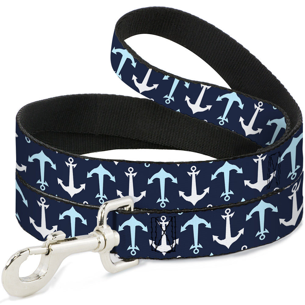 Dog Leash - Anchor2 Flip CLOSE-UP Navy/Baby Blue/White