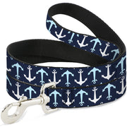 Dog Leash - Anchor2 Flip CLOSE-UP Navy/Baby Blue/White