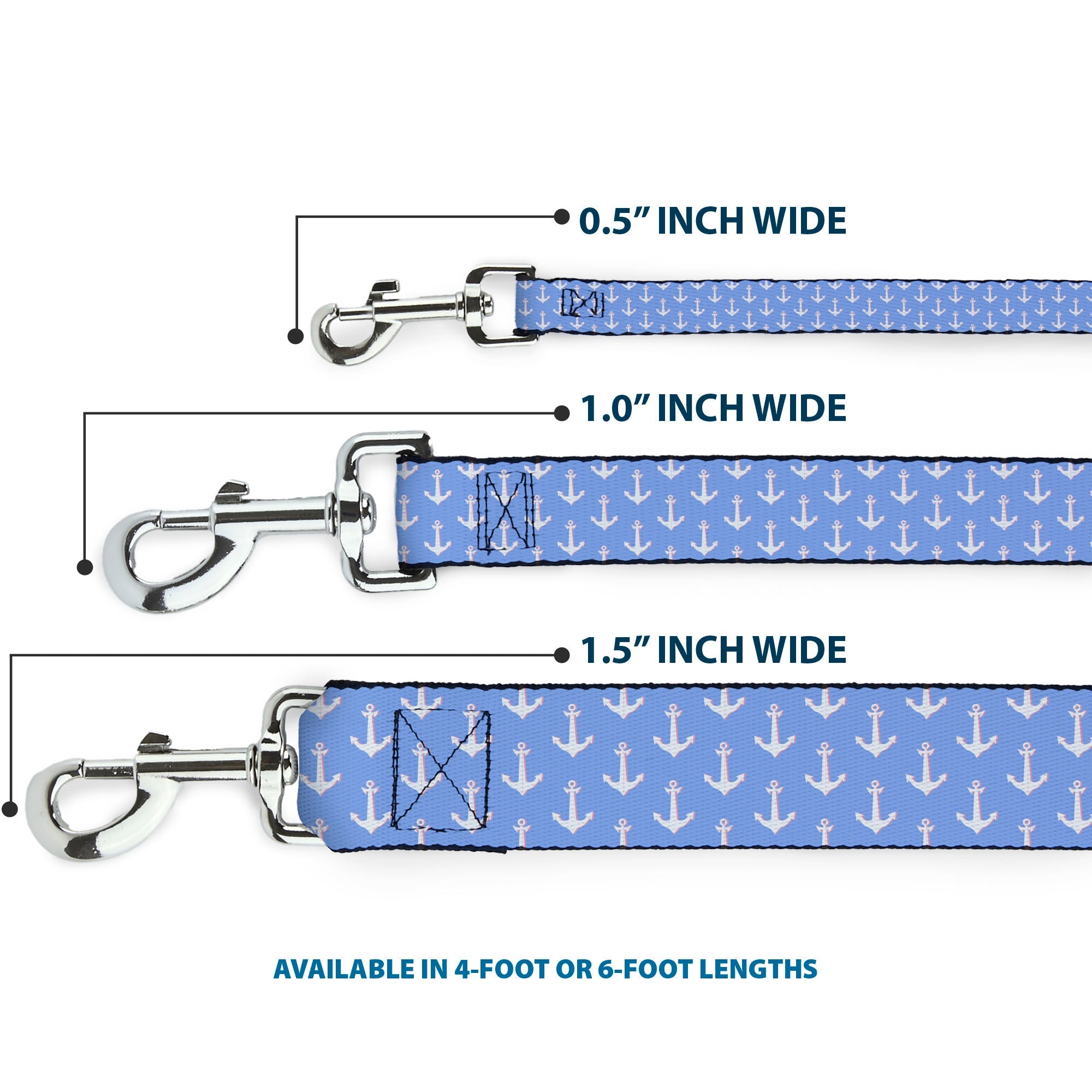 Dog Leash - Anchor2 Monogram Baby Blue/Baby Pink/White