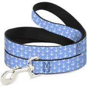 Dog Leash - Anchor2 Monogram Baby Blue/Baby Pink/White