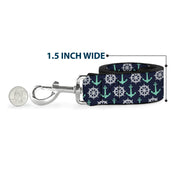 Dog Leash - Anchor2/Helm Monogram Navy/Turquoise/White
