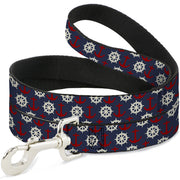 Dog Leash - Anchor3/Helm Monogram Navy/Red/Cream