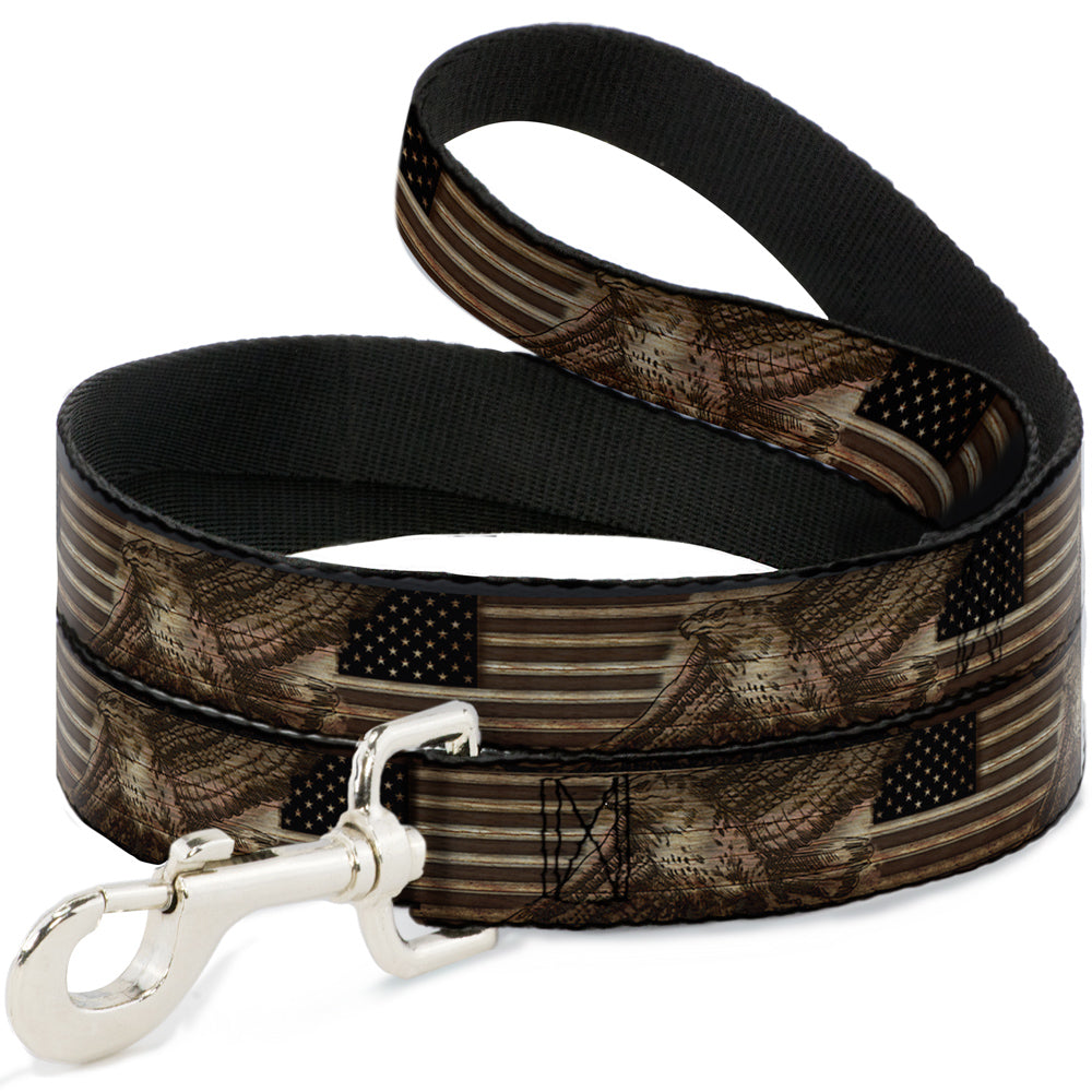 Dog Leash - Americana Eagle & Flag Rustic Wood Grain