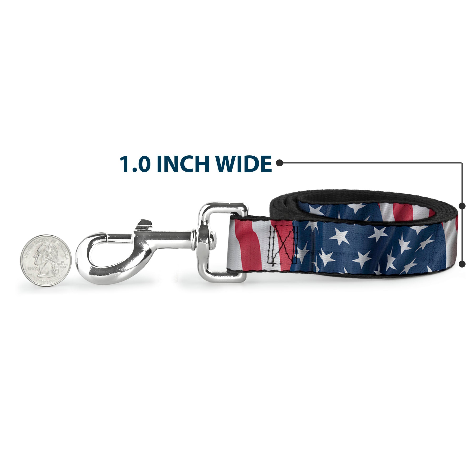 Dog Leash - American Flag Vertical CLOSE-UP