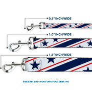 Dog Leash - Americana Diagonal Stars & Stripes White/Red/Blue