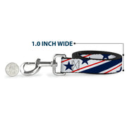 Dog Leash - Americana Diagonal Stars & Stripes White/Red/Blue