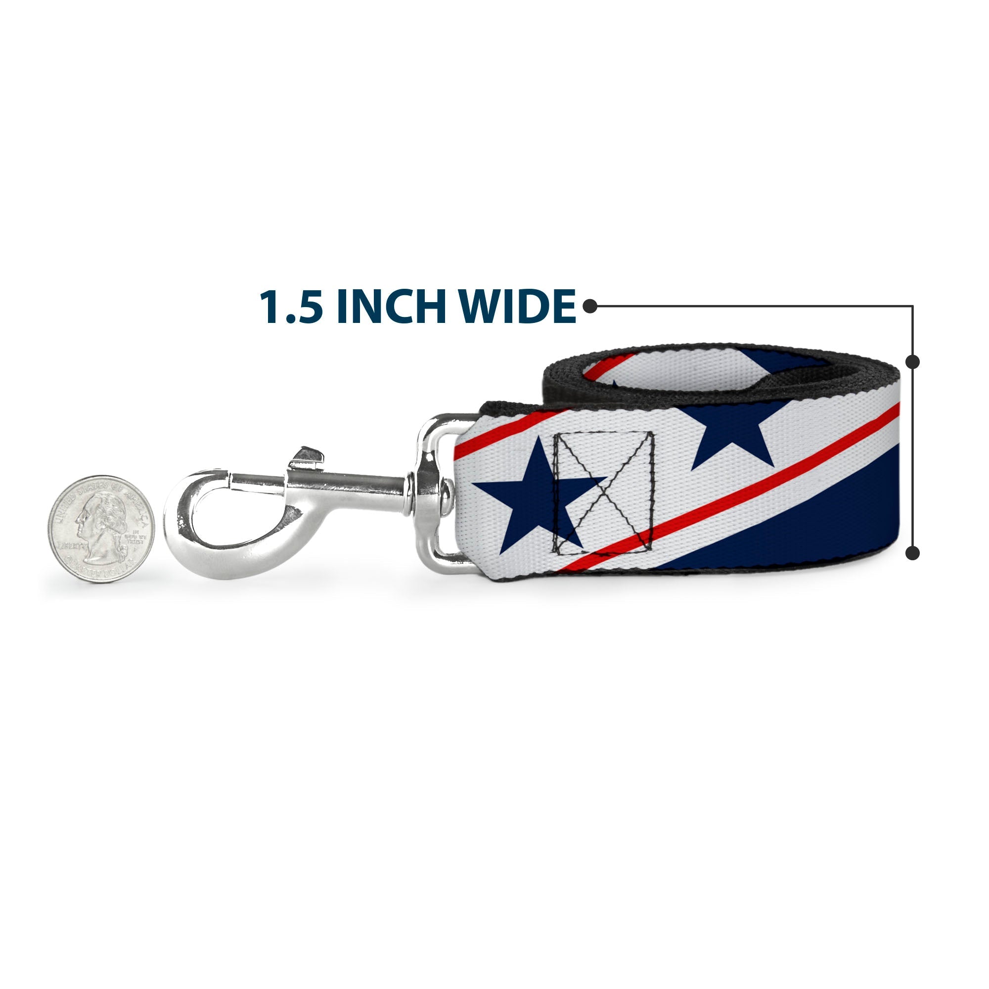 Dog Leash - Americana Diagonal Stars & Stripes White/Red/Blue