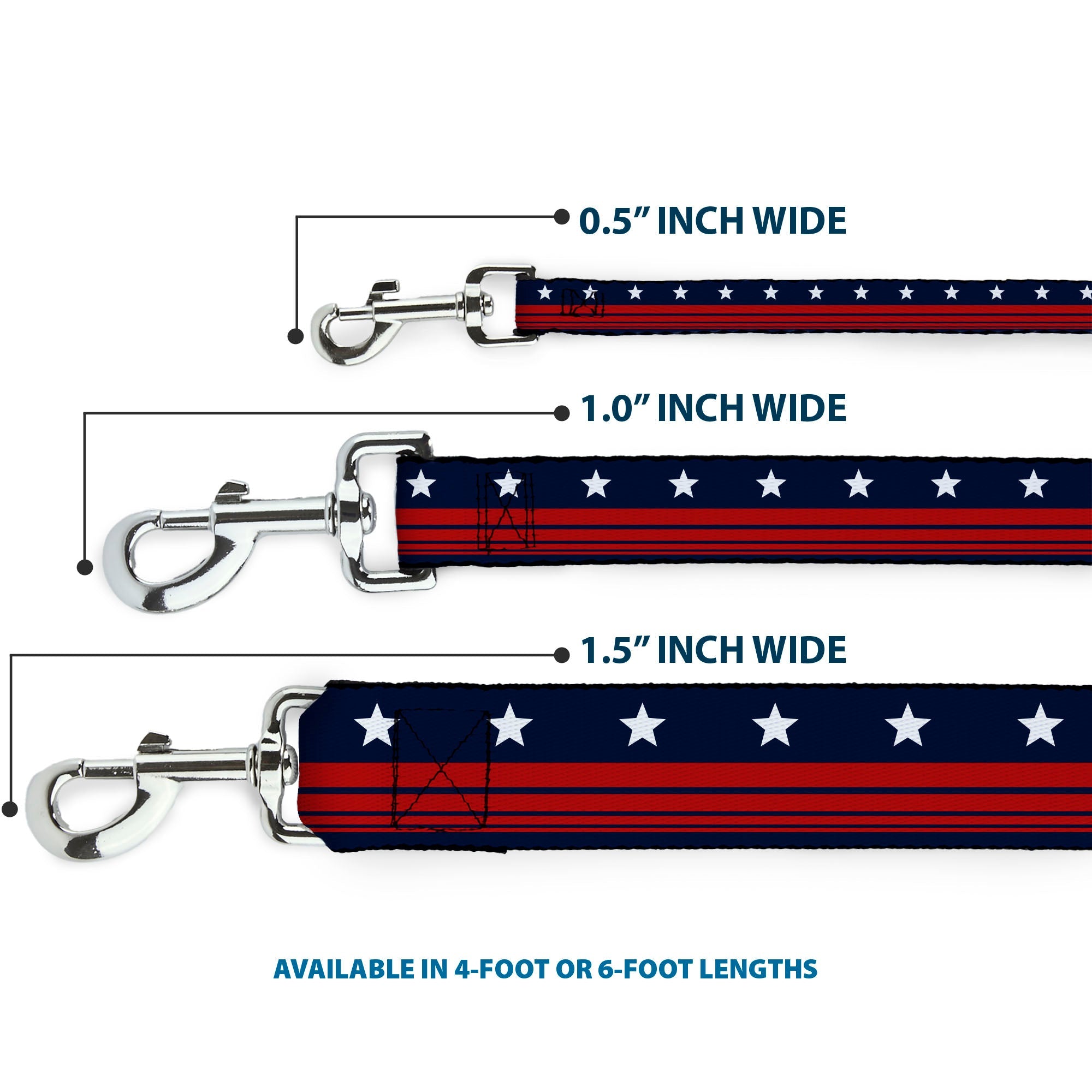Dog Leash - Americana Stars & Stripes4 Blue/White/Red