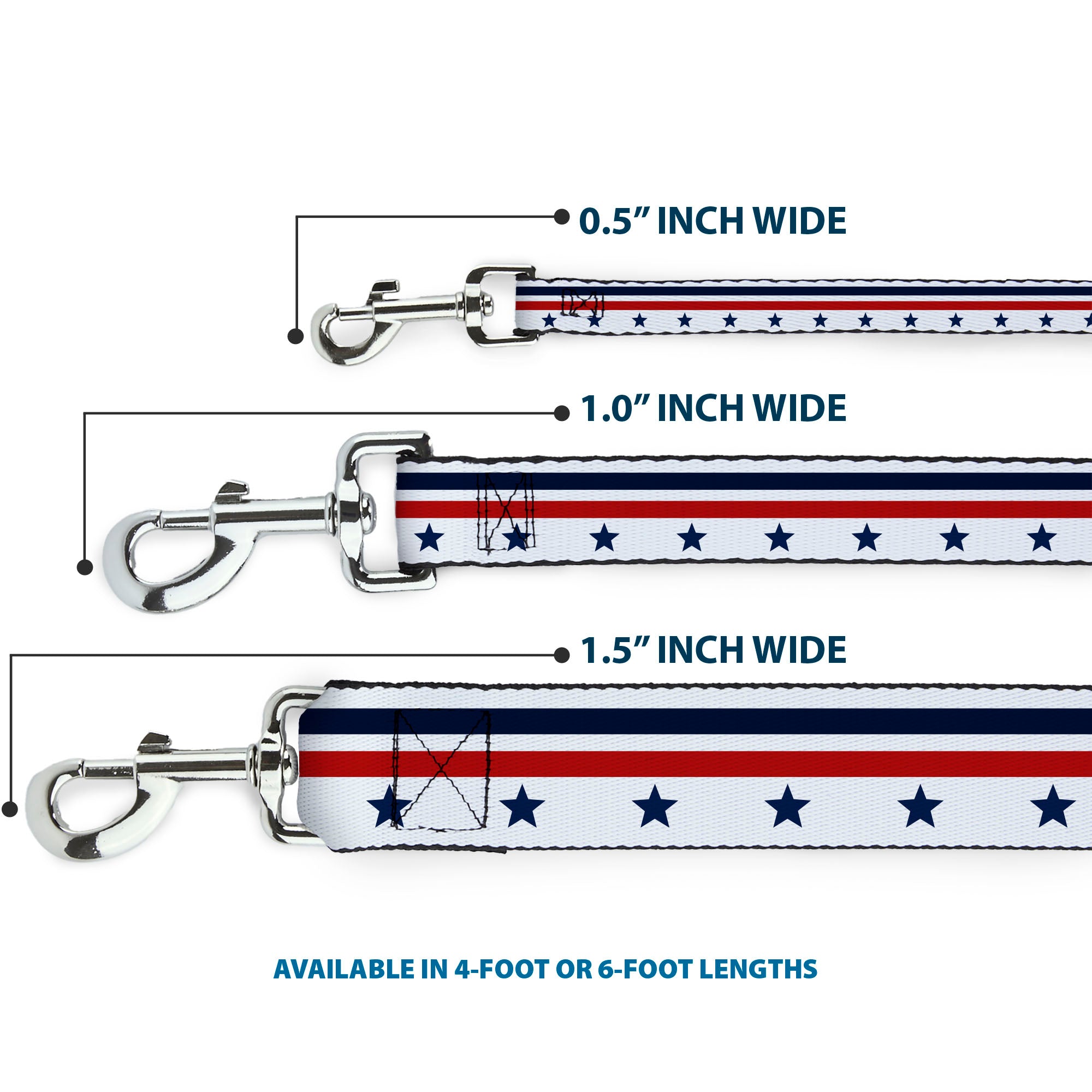 Dog Leash - Americana Stars & Stripes5 White/Blue/Red