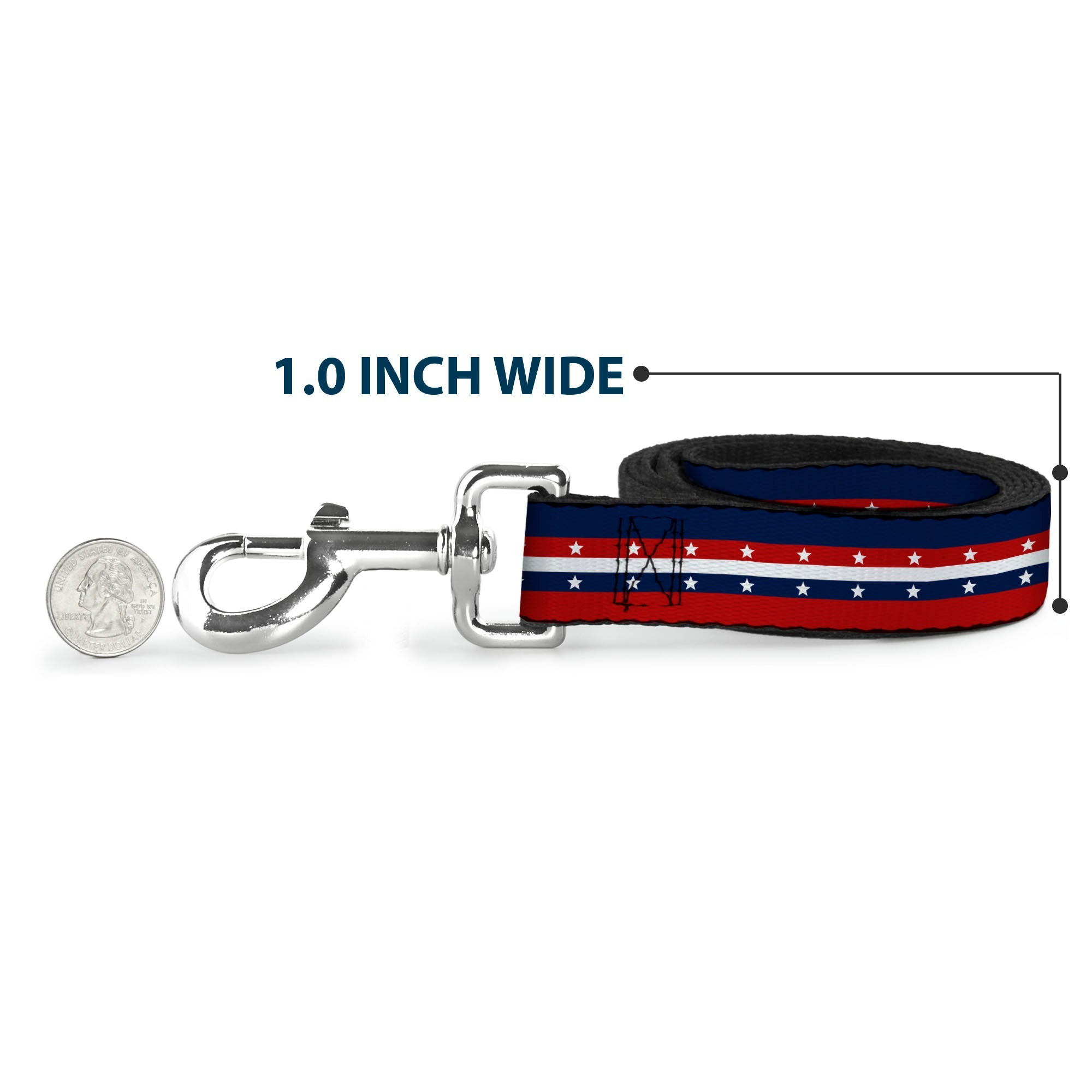 Dog Leash - Americana Stripe w/Stars Blue/Red/White