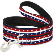 Dog Leash - Americana Stripe w/Stars Blue/Red/White