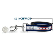 Dog Leash - Americana Stars & Stripes 6 Blue/White/Red