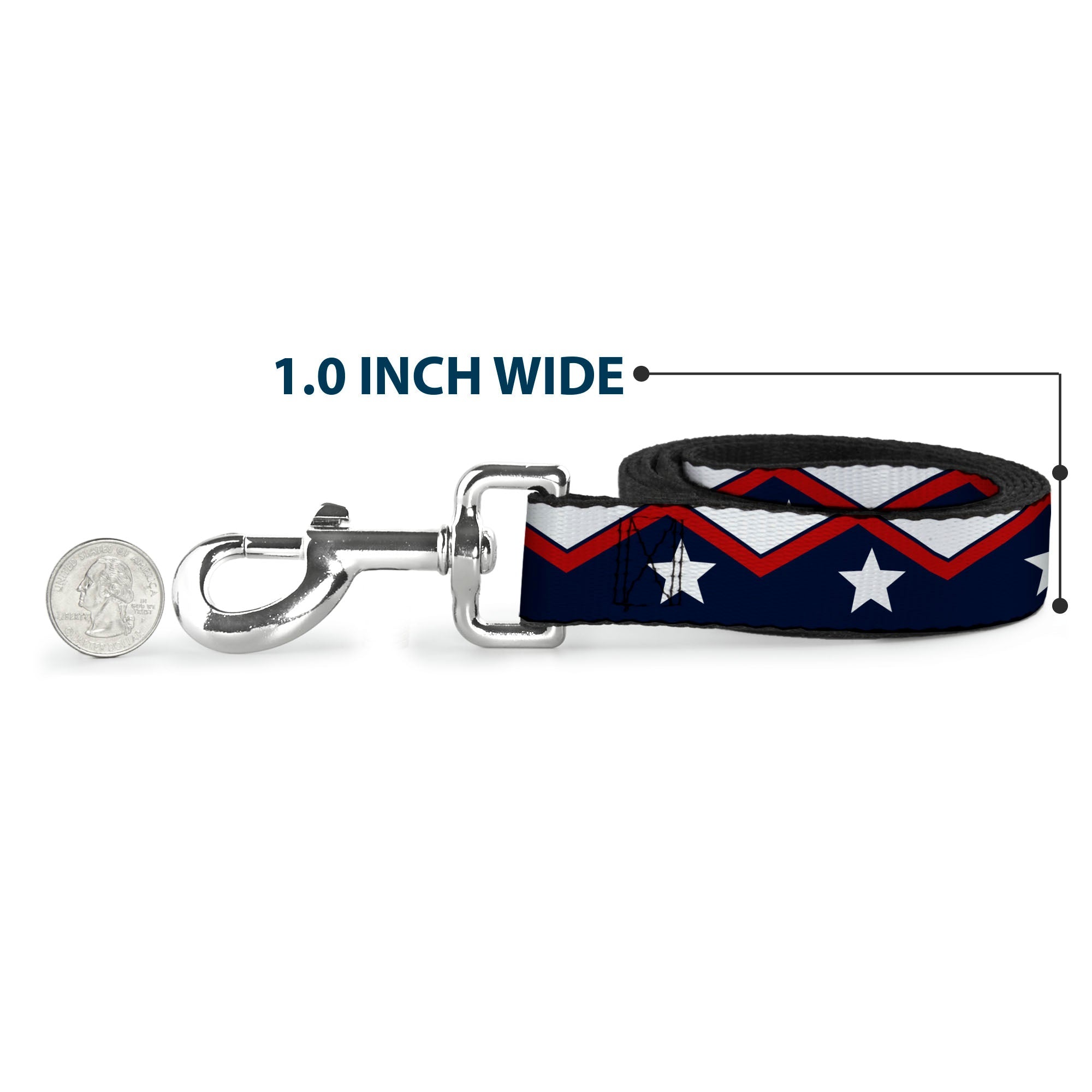Dog Leash - American Chevron & Stripes White/Red/Blue