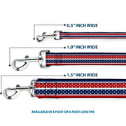 Dog Leash - Americana Stripe w/Mini Stars Blue/Red/White