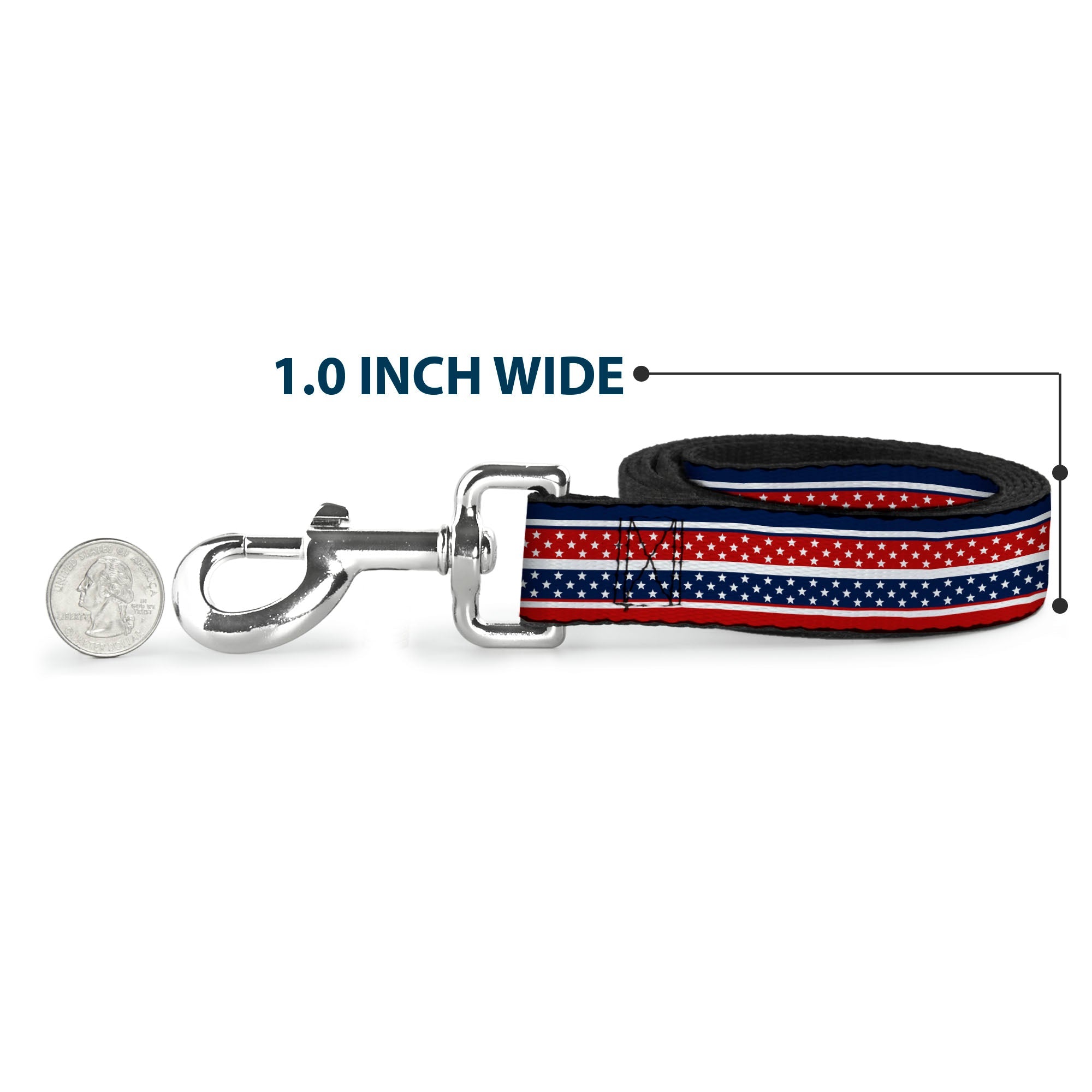 Dog Leash - Americana Stripe w/Mini Stars Blue/Red/White