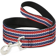 Dog Leash - Americana Stripe w/Mini Stars Blue/Red/White