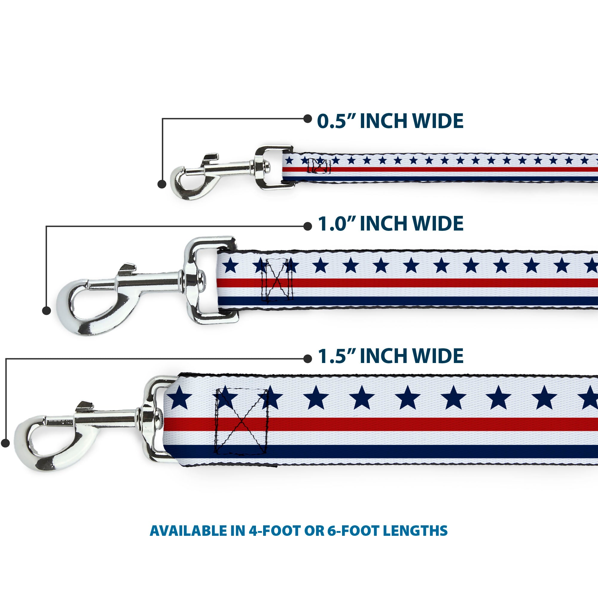 Dog Leash - Americana Stars & Stripes7 White/Blue/Red