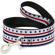 Dog Leash - Americana Stars & Stripes7 White/Blue/Red