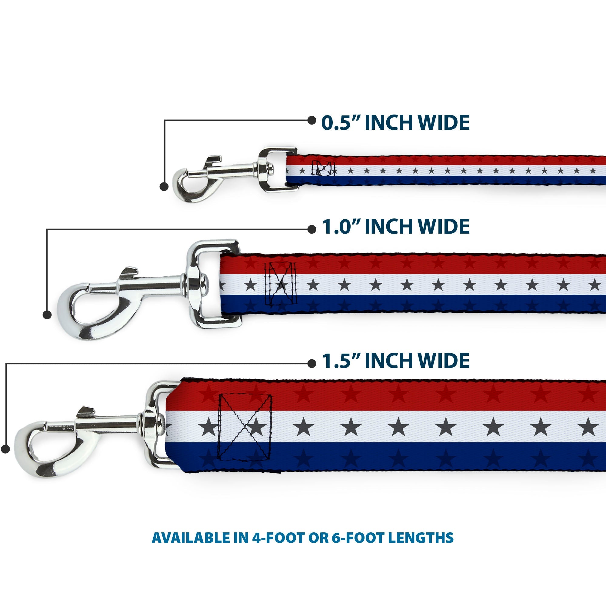 Dog Leash - Americana Star Stripes Red/White/Blue