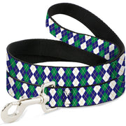 Dog Leash - Argyle Navy/Green/White/Gold