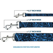 Dog Leash - Bandana/Skulls Baby Blue/Black