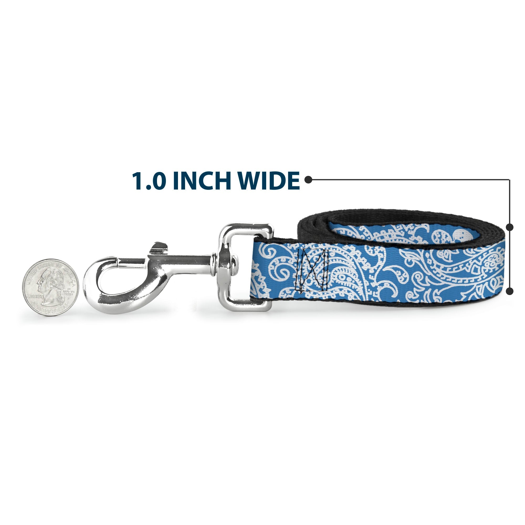 Dog Leash - Bandana/Skulls Baby Blue/White