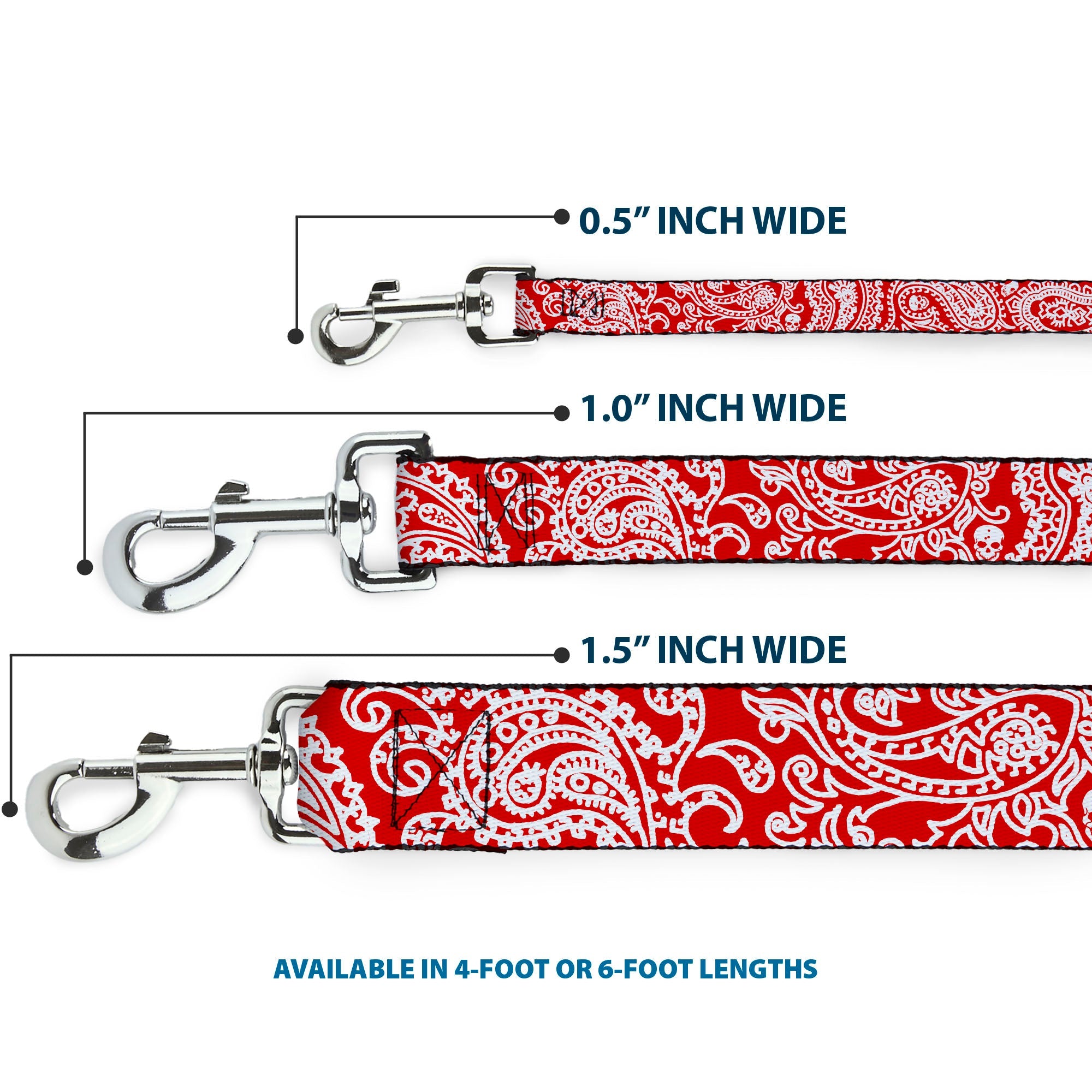 Dog Leash - Bandana/Skulls Red/White