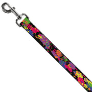 Dog Leash - BD Paint Splatter Black/Neon