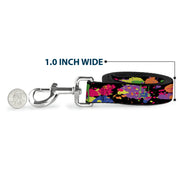 Dog Leash - BD Paint Splatter Black/Neon