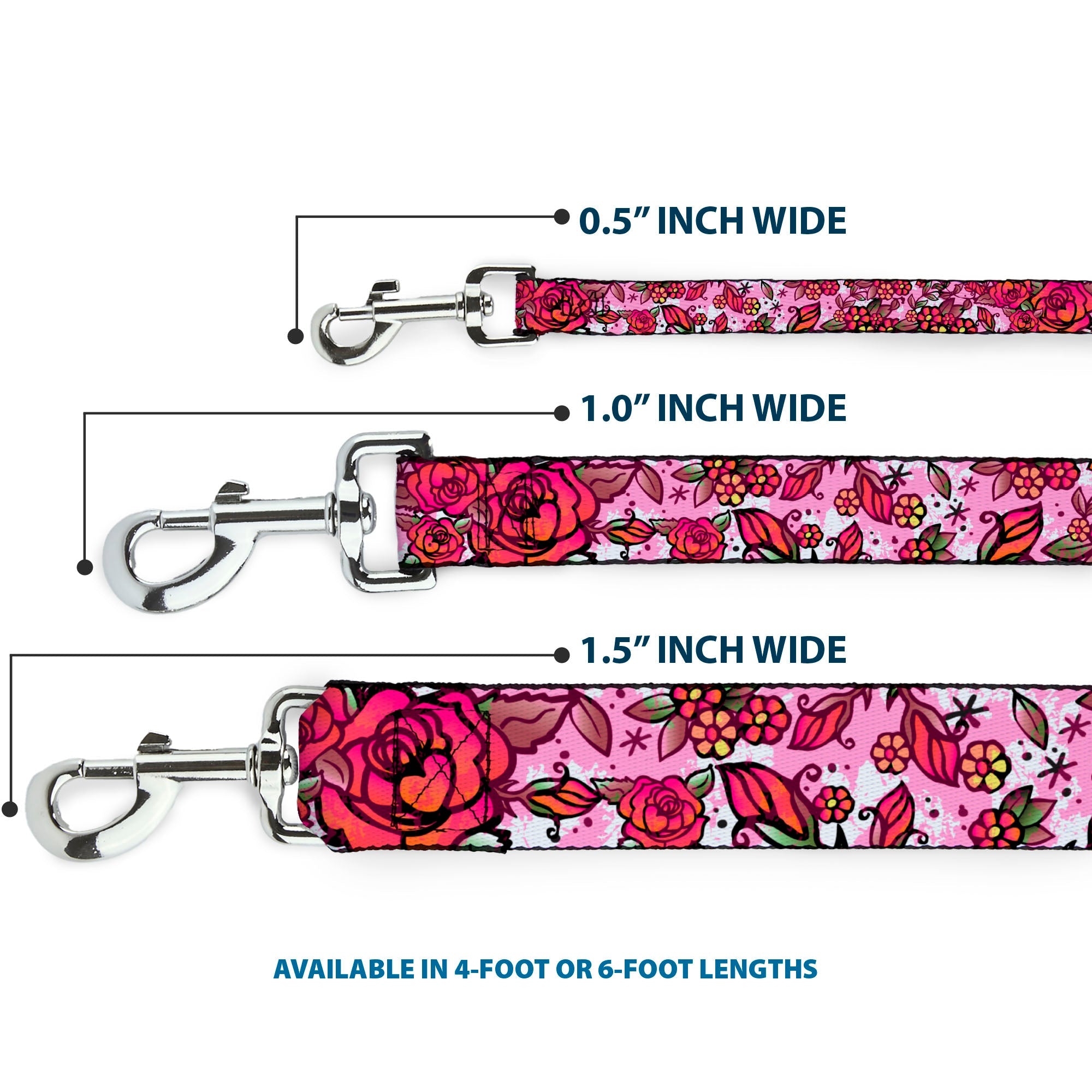 Dog Leash - Born to Blossom CLOSE-UP White