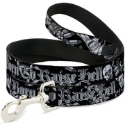 Dog Leash - Born to Raise Hell Black/White