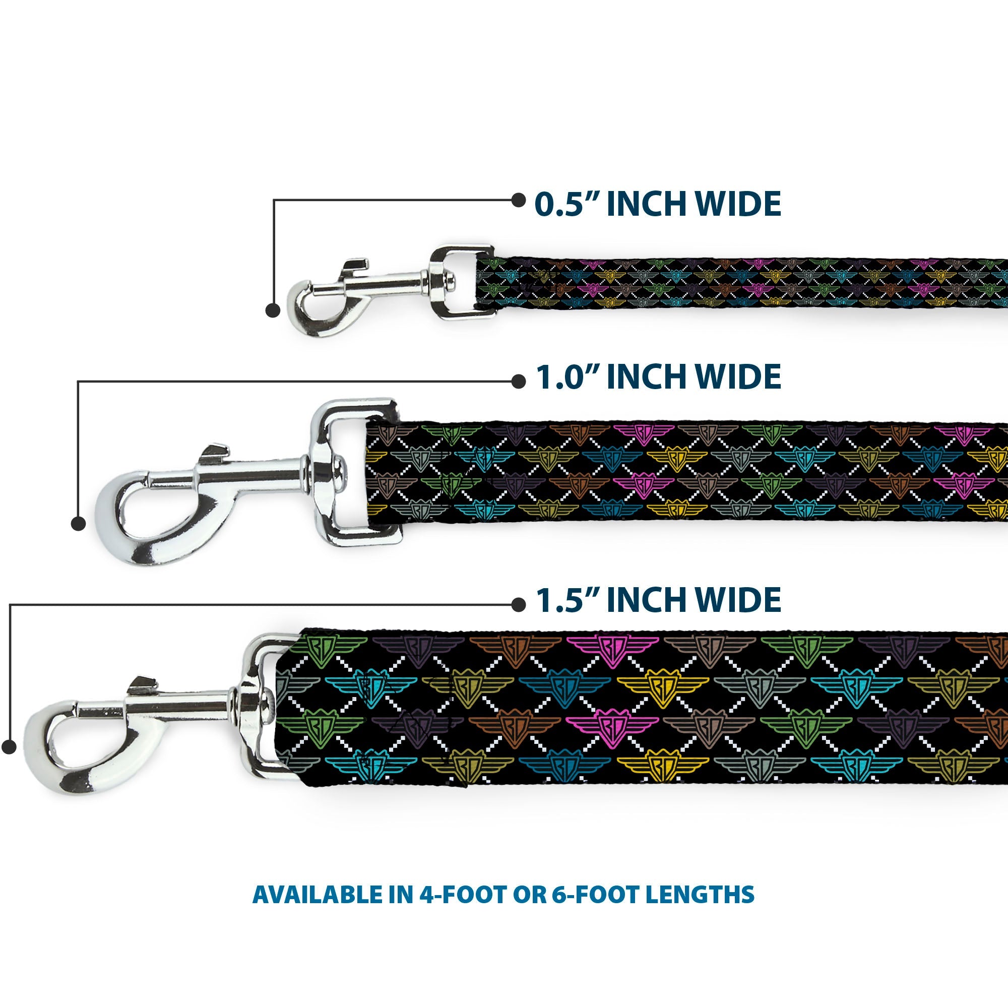 Dog Leash - BD Monogram Black/Multi Neon
