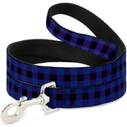 Dog Leash - Buffalo Plaid Black/Blue