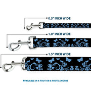 Dog Leash - Butterfly Garden Black/Blue