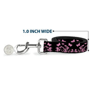 Dog Leash - Butterfly Garden Black/Pink