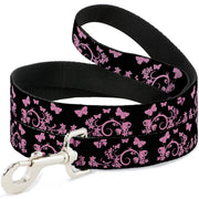 Dog Leash - Butterfly Garden Black/Pink