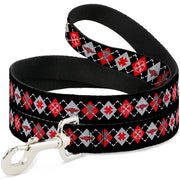 Dog Leash - BD Argyle Black/Red/Gray